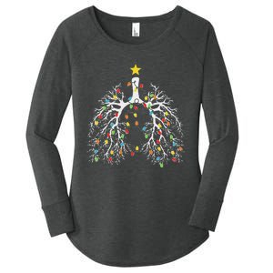 Christmas Nurse Lung Xmas Lights Funny Pulmonologist Xmas Women's Perfect Tri Tunic Long Sleeve Shirt