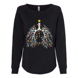 Christmas Nurse Lung Xmas Lights Funny Pulmonologist Xmas Womens California Wash Sweatshirt