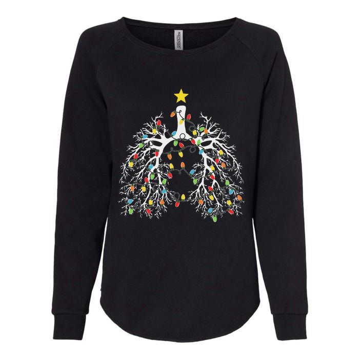 Christmas Nurse Lung Xmas Lights Funny Pulmonologist Xmas Womens California Wash Sweatshirt