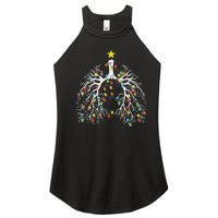 Christmas Nurse Lung Xmas Lights Funny Pulmonologist Xmas Women's Perfect Tri Rocker Tank