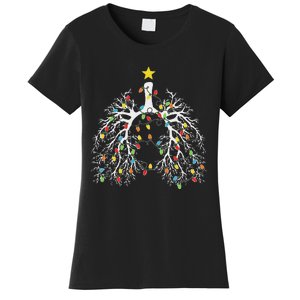 Christmas Nurse Lung Xmas Lights Funny Pulmonologist Xmas Women's T-Shirt