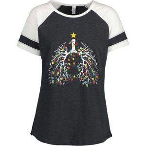 Christmas Nurse Lung Xmas Lights Funny Pulmonologist Xmas Enza Ladies Jersey Colorblock Tee