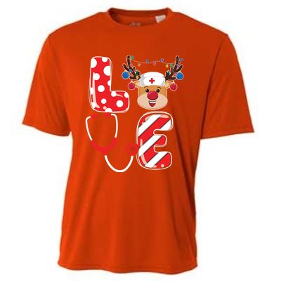 Christmas Nurse Love Nicu Rn Er Santa Reindeer Nurse Xmas Gift Cooling Performance Crew T-Shirt