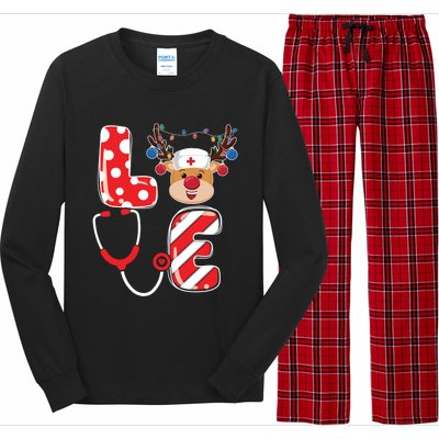 Christmas Nurse Love Nicu Rn Er Santa Reindeer Nurse Xmas Gift Long Sleeve Pajama Set