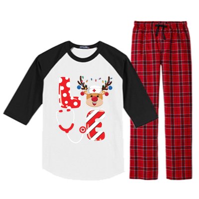 Christmas Nurse Love Nicu Rn Er Santa Reindeer Nurse Xmas Gift Raglan Sleeve Pajama Set