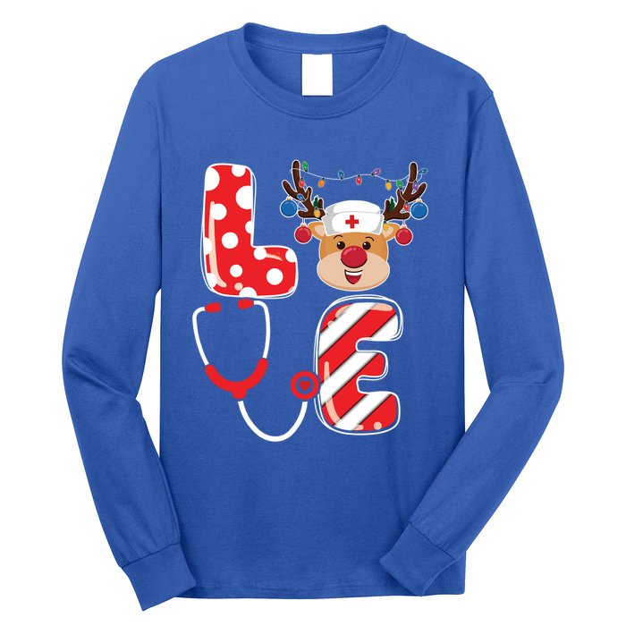 Christmas Nurse Love Nicu Rn Er Santa Reindeer Nurse Xmas Gift Long Sleeve Shirt