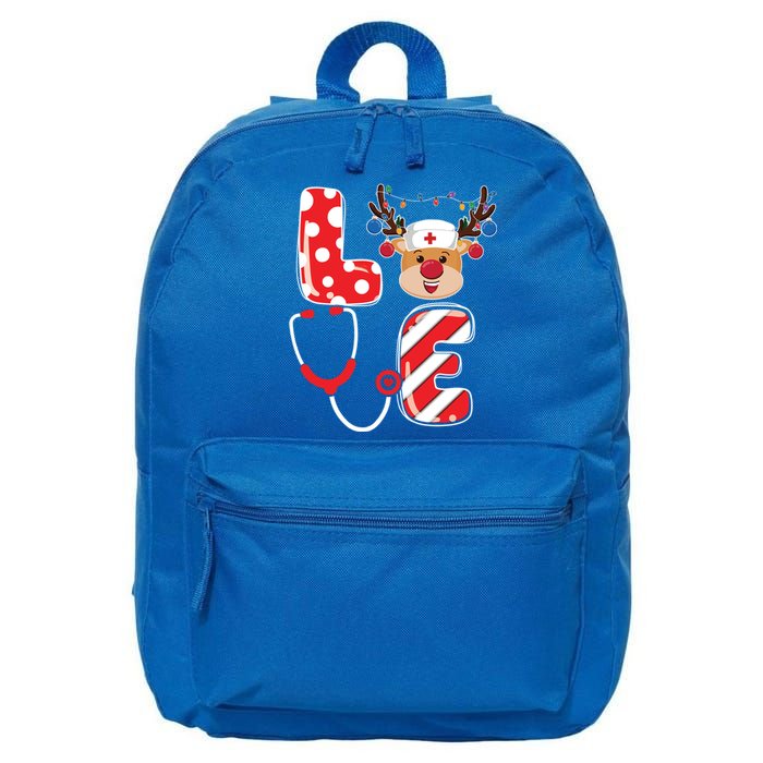 Christmas Nurse Love Nicu Rn Er Santa Reindeer Nurse Xmas Gift 16 in Basic Backpack