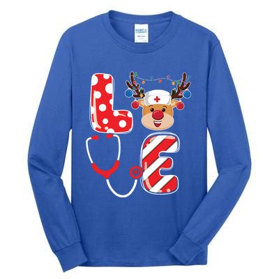 Christmas Nurse Love Nicu Rn Er Santa Reindeer Nurse Xmas Gift Tall Long Sleeve T-Shirt