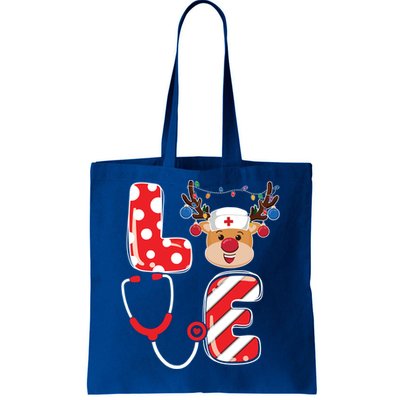 Christmas Nurse Love Nicu Rn Er Santa Reindeer Nurse Xmas Gift Tote Bag