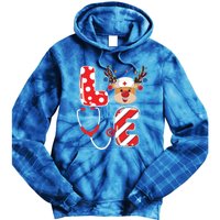 Christmas Nurse Love Nicu Rn Er Santa Reindeer Nurse Xmas Gift Tie Dye Hoodie