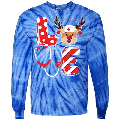 Christmas Nurse Love Nicu Rn Er Santa Reindeer Nurse Xmas Gift Tie-Dye Long Sleeve Shirt