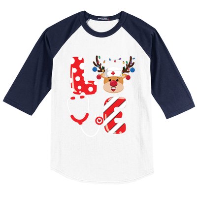 Christmas Nurse Love Nicu Rn Er Santa Reindeer Nurse Xmas Gift Baseball Sleeve Shirt