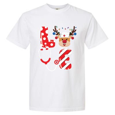 Christmas Nurse Love Nicu Rn Er Santa Reindeer Nurse Xmas Gift Garment-Dyed Heavyweight T-Shirt