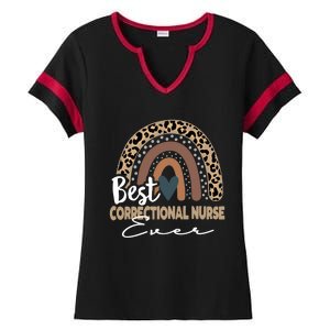 Correctional Nurse Leopard Rainbow Corrections Nurse Gift Ladies Halftime Notch Neck Tee