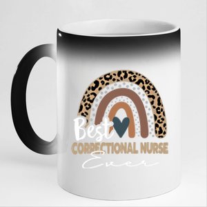 Correctional Nurse Leopard Rainbow Corrections Nurse Gift 11oz Black Color Changing Mug