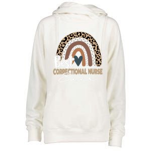 Correctional Nurse Leopard Rainbow Corrections Nurse Gift Womens Funnel Neck Pullover Hood