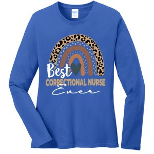 Correctional Nurse Leopard Rainbow Corrections Nurse Gift Ladies Long Sleeve Shirt