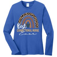 Correctional Nurse Leopard Rainbow Corrections Nurse Gift Ladies Long Sleeve Shirt