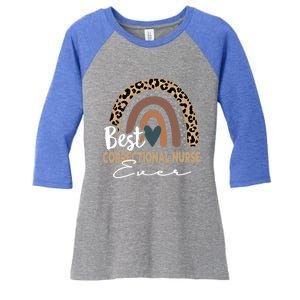 Correctional Nurse Leopard Rainbow Corrections Nurse Gift Women's Tri-Blend 3/4-Sleeve Raglan Shirt