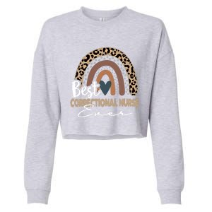 Correctional Nurse Leopard Rainbow Corrections Nurse Gift Cropped Pullover Crew