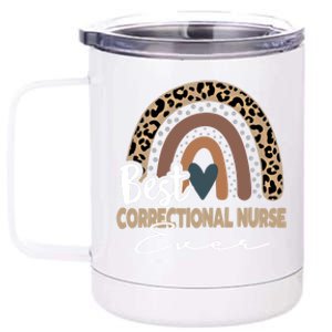 Correctional Nurse Leopard Rainbow Corrections Nurse Gift 12 oz Stainless Steel Tumbler Cup