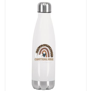 Correctional Nurse Leopard Rainbow Corrections Nurse Gift Stainless Steel Insulated Water Bottle