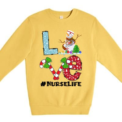 Christmas Nurse Love Nicu Rn Er Santa Snow Nurse Xmas Cool Gift Premium Crewneck Sweatshirt