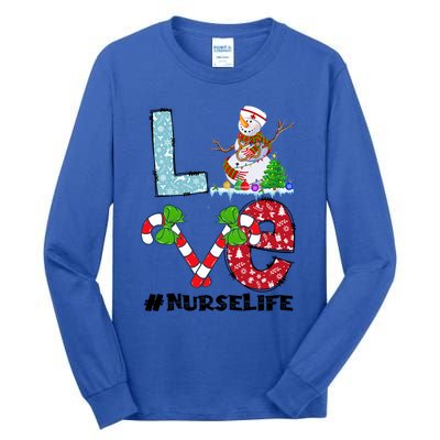 Christmas Nurse Love Nicu Rn Er Santa Snow Nurse Xmas Cool Gift Tall Long Sleeve T-Shirt