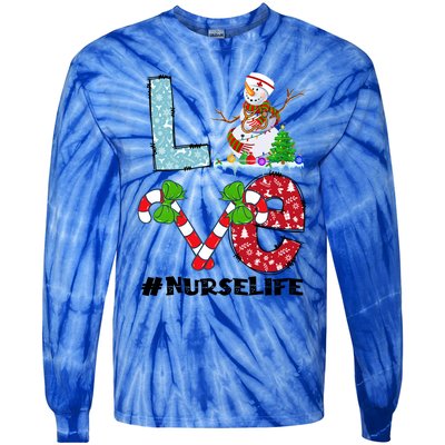 Christmas Nurse Love Nicu Rn Er Santa Snow Nurse Xmas Cool Gift Tie-Dye Long Sleeve Shirt