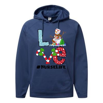 Christmas Nurse Love Nicu Rn Er Santa Snow Nurse Xmas Cool Gift Performance Fleece Hoodie