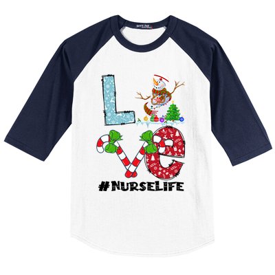 Christmas Nurse Love Nicu Rn Er Santa Snow Nurse Xmas Cool Gift Baseball Sleeve Shirt