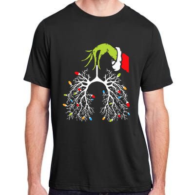 Christmas Nurse Lung Xmas Lights Funny Pulmonologist Xmas Adult ChromaSoft Performance T-Shirt