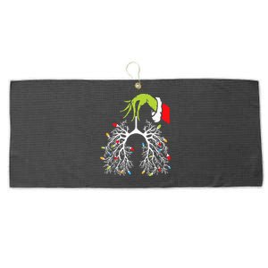 Christmas Nurse Lung Xmas Lights Funny Pulmonologist Xmas Large Microfiber Waffle Golf Towel