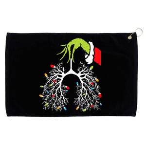 Christmas Nurse Lung Xmas Lights Funny Pulmonologist Xmas Grommeted Golf Towel