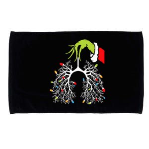 Christmas Nurse Lung Xmas Lights Funny Pulmonologist Xmas Microfiber Hand Towel