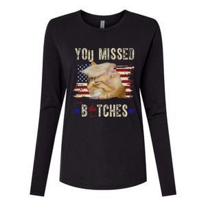 Cat Nine Lives Bitches You Missed Funny Trump Survived Womens Cotton Relaxed Long Sleeve T-Shirt