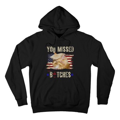 Cat Nine Lives Bitches You Missed Funny Trump Survived Hoodie