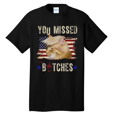 Cat Nine Lives Bitches You Missed Funny Trump Survived Tall T-Shirt