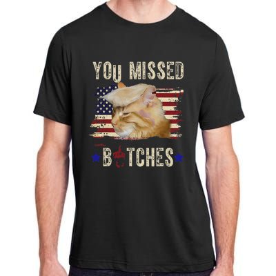 Cat Nine Lives Bitches You Missed Funny Trump Survived Adult ChromaSoft Performance T-Shirt