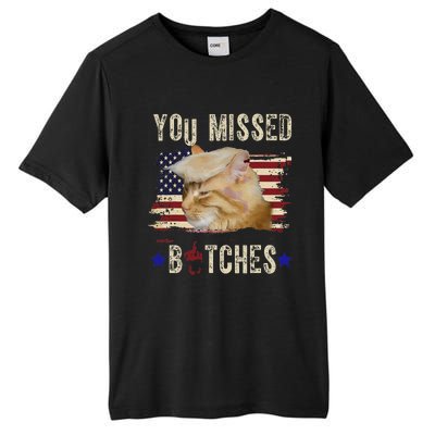 Cat Nine Lives Bitches You Missed Funny Trump Survived Tall Fusion ChromaSoft Performance T-Shirt