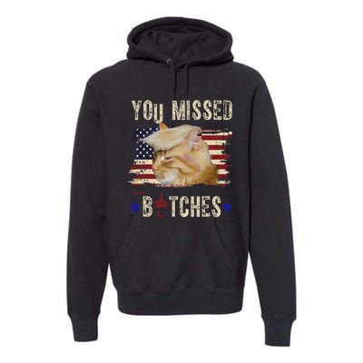 Cat Nine Lives Bitches You Missed Funny Trump Survived Premium Hoodie