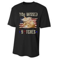 Cat Nine Lives Bitches You Missed Funny Trump Survived Performance Sprint T-Shirt