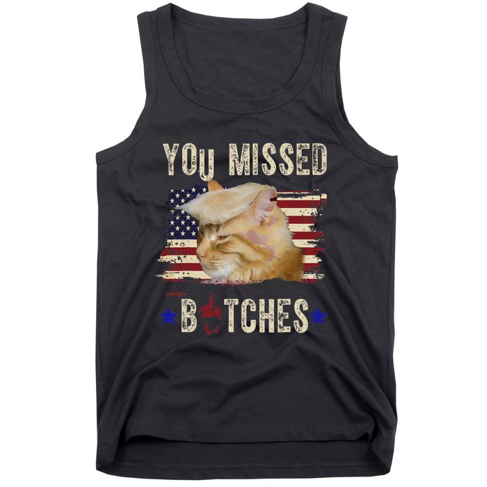 Cat Nine Lives Bitches You Missed Funny Trump Survived Tank Top