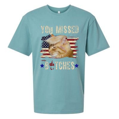 Cat Nine Lives Bitches You Missed Funny Trump Survived Sueded Cloud Jersey T-Shirt