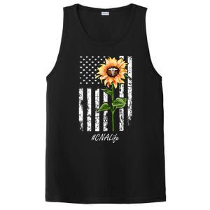 Cna Nurse Life Sunflower Peace Usa Flag America Independence Gift PosiCharge Competitor Tank