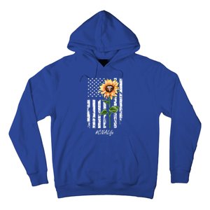 Cna Nurse Life Sunflower Peace Usa Flag America Independence Gift Hoodie