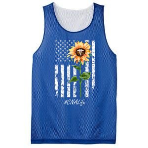 Cna Nurse Life Sunflower Peace Usa Flag America Independence Gift Mesh Reversible Basketball Jersey Tank