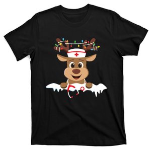 Christmas Nurse Love Nicu Rn Er Santa Reindeer Nurse Hat Elf T-Shirt