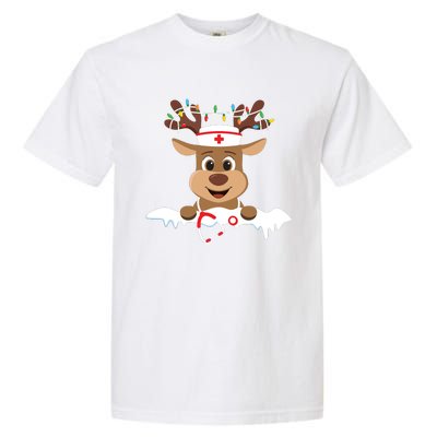 Christmas Nurse Love Nicu Rn Er Santa Reindeer Nurse Hat Elf Garment-Dyed Heavyweight T-Shirt