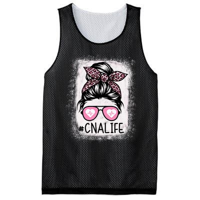 Cna Nurse Life Bleached P.Ink Leopard Messy Bun Women Mesh Reversible Basketball Jersey Tank